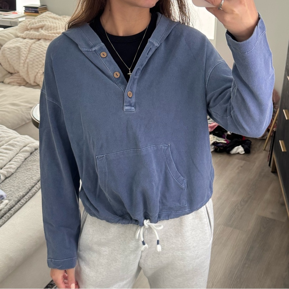 Old Navy Lightweight Blue Knit Hoodie Sweatshirt XS